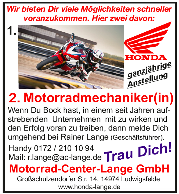 You are currently viewing Motorradmechaniker(in) gesucht